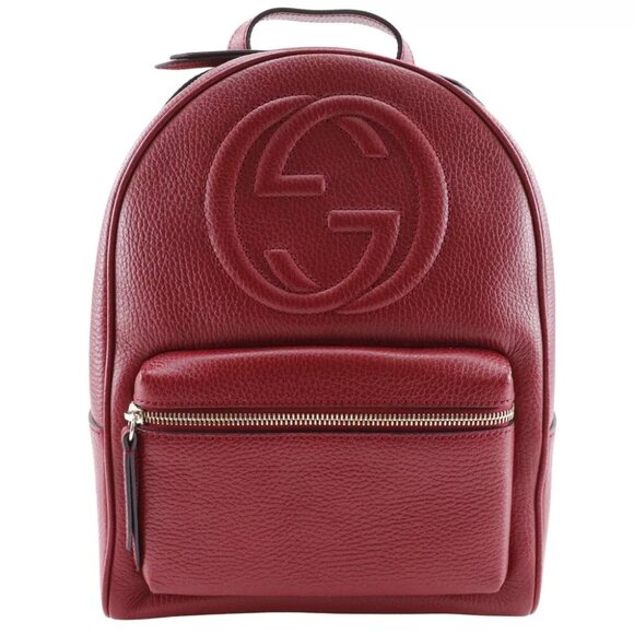 GUCCI Soho Backpack Daypack 536192 Interlocking ChainBackpack Red leather ... - Picture 1 of 11